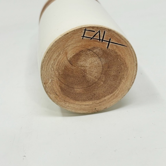 FAH Hand Thrown Oil Cruet Pottery Signed 8.5” X 2.75” Ivory Wood Grain - Picture 5 of 6